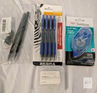 Zebra Sarasa Dry X20 Blue Gel Pens 0.7mm 4-Pack, Tombow Mono Glue Tape, 1000 Clear Earring Backs