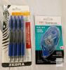 Zebra Sarasa Dry X20 Blue Gel Pens 0.7mm 4-Pack, Tombow Mono Glue Tape, 1000 Clear Earring Backs - 2