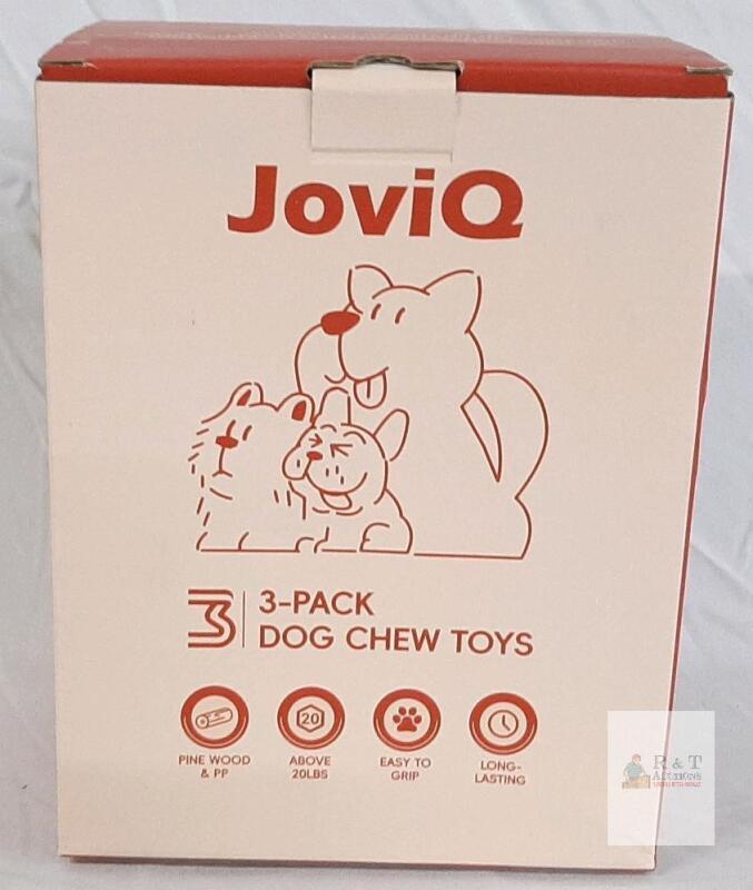 JoviQ 3-Pack Dog Chew Toys, Above 20 lbs, Pine Wood & Polypropylene, Durable,