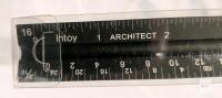 Intoy Triangular Architect Scale Ruler, Aluminum, 12-Inch, Multi-Scale, Black with Sleeve