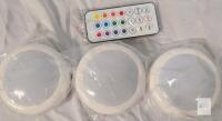 Wireless LED Puck Lights Set of 3, Multicolor, Remote, 4 in, Dimmable, Timer