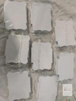 16-Piece White PVC Supermarket Bag Clip Display Holders with Scalloped Edges