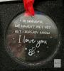 Personalized Glass Grandma Ornament 3.25in Diameter with Gift Box, Red Ribbon, Faceted Edge