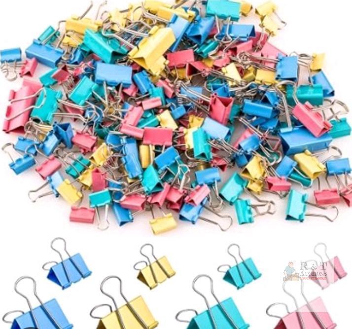New 180pcs. Various Size Bi Der Clips . Various Sizes and Color