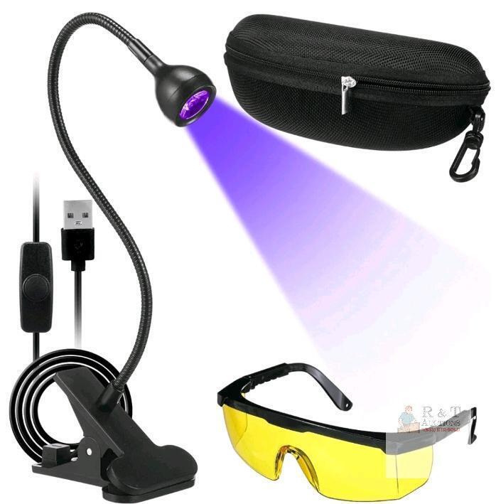 New Glooglitter Gooseneck UV Nail Lamp 395nm UV LED Black Light fixtures Portable Blacklight 4 Level Adjustable 3W 5V USB for Gel Nail and Ultraviolet Curing with Black Light Protection Glasses