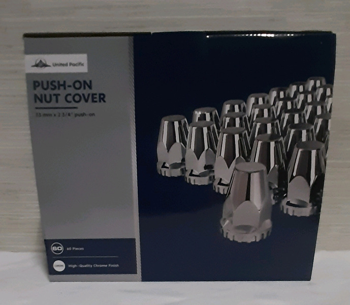 New, 60 United Pacific Push On Nut Covers. 33 mm x 2.75 "