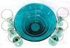 Set of 6 Teal-Stem Glasses 5.15" & Ribbed Teal Bowl 8.5" &times; 3.35" Tall - 2