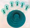 Set of 6 Teal-Stem Glasses 5.15" & Ribbed Teal Bowl 8.5" &times; 3.35" Tall - 4