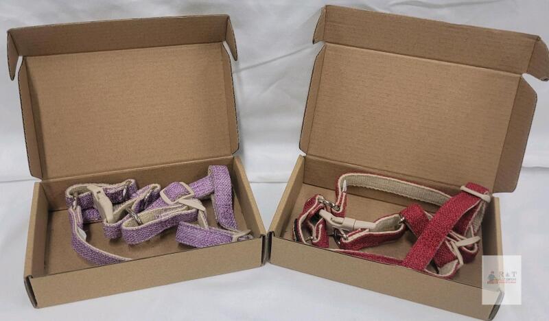 Plutus Pet XS Cotton Hemp Step-in Dog Harness Lavender & Dark Red &ndash; Adjustable, New, 2-Pack