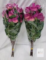 New 8-Pack 12" Rose Red Artificial Rose Bouquet Fake Silk Roses Flower Bunches