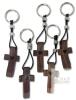 New 5-Pack Handmade Black Walnut Wood Crosses Keychains, Crosses 2", Gifts For Parishioners Bible Study Missionary Work