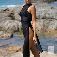 New Size XS Women's Cover Up High Split Drawstring Mesh Dress for Women Swimwear Bikini Cover Up See Through Dress Sheer Dress
