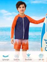 New Size 10-12 Year Old Boys' 2-Piece Rash Guard Swim Top & Drawstring Swim Shorts