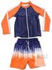 New Size 10-12 Year Old Boys' 2-Piece Rash Guard Swim Top & Drawstring Swim Shorts - 2