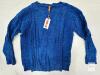 new Feiersi XX-Large Blue Cable Knit Chenille Pullover Sweater, Crew Neck, Long Sleeve