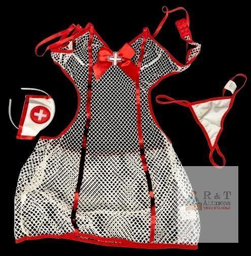 New Size MED Women's 3-Piece Naughty Nurse Fishnet Mesh Sexytimes Outfit