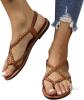 New Size 37 Women's Braided Strappy Grecian-Style Sandals Flats