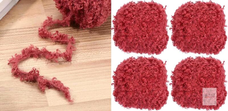 New 33yds Fluffy Yarn, 4 Skeins Fuzzy Yarn Faux Fur Yarn Crochet Soft Polyester Plush Fur Eyelash for Crocheting Knit Blanket Rug Sweater Scarf Hat Bear Craft, Red