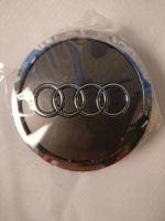 4 New Audi 69mm Wheel Hubs - Grey