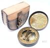 New 2 ⅝" Solid Brass Combination Sundial & Compass in Leather Pouch