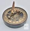 New 2 ⅝" Solid Brass Combination Sundial & Compass in Leather Pouch - 2