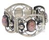 Gorgeous Stamped 925 Mexican Sterling Silver Artificial Resin Opal Bracelet, 1.25" Wide &times; 7.25" Long, 43.5g