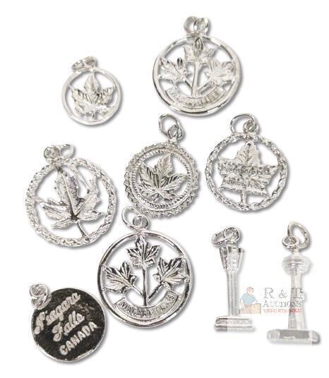 9 Vintage NOS (New Old Stock) Canadian / Niagara Falls Souvenir Charms / Pendants, Non-Magnetic No Stamps Found