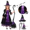 New Size MED (8-10yrs) Girls' Peaduck Purple Witch's Outfit With Hat & Broom