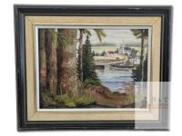 Vintage Original Signed " Tranquil Prince Edward Island " Acrylic Painting By Marjie Hefferman, Framed, 16.75" &times; 13.7"