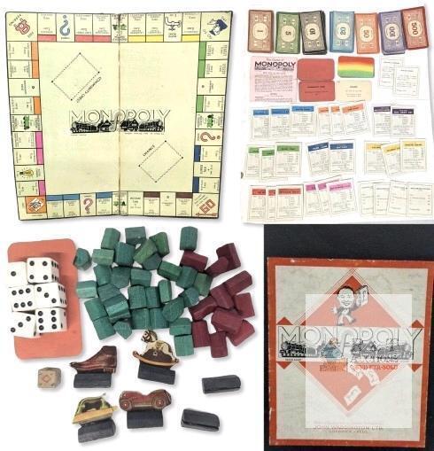 Vintage John Waddington ltd MONOPOLY Great Britain, Wooden Pieces, Printed Cardstock Tokens, British Properties in &pound;