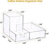New Basysnck Coffee Bar Station Organizer for Countertop, Acrylic Coffee Bar Accessories and Organizer with Divider for Kcup Pod Condiment Syrups Cups and Lids Holder - 2