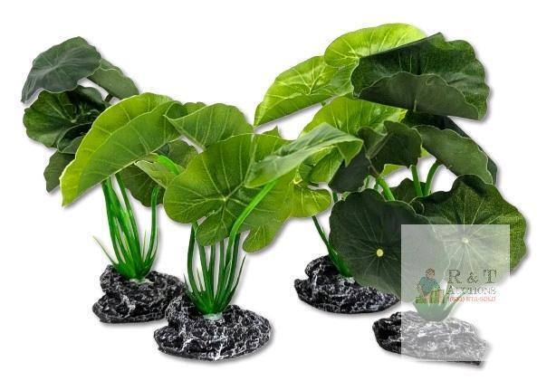 New Ovveroche 4pc Fish Tank Artificial Plant Decor, Weighted Bottoms For Livening Up Fish Habitats