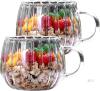 New Ckear Transparent Glass Pumpkin Mugs 2PCS Cute Coffee Mugs with Handle Vertical Stripe &ndash; for Tea, Soup, Juice, Ice, Blooming Teas