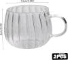 New Ckear Transparent Glass Pumpkin Mugs 2PCS Cute Coffee Mugs with Handle Vertical Stripe &ndash; for Tea, Soup, Juice, Ice, Blooming Teas - 2