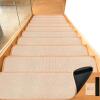 New 15PCS Peel and Stick Adhesive Stair Treads for Wooden Steps with Self-Adhesive Velcro Jute Stair Treads Rubber Backed Non Slip Jute Stair Rug Step Pad for Pet Dog 8"x30" Beige