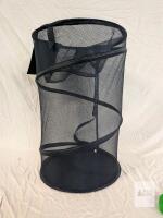 14.5" x 24" Collapsible Black Mesh Pop-Up Laundry Hamper, Breathable, Handles, Lightweight