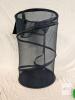 14.5" x 24" Collapsible Black Mesh Pop-Up Laundry Hamper, Breathable, Handles, Lightweight