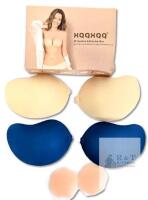 New Bra Cup Size "C" Women's XqqXqq Reusable Strapless Silicone Sticky Bras With Front Clasp + Pair of Silicone Nipple Covers | Beige + Navy 2Pack (Cup C)