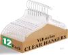 Mew Yihurlm 12 Pack Clear Plastic Hangers, Clear Hangers with 360 Swivel Metal Hook, Shirt Hanger Coat Hangers, Heavy Duty Hangers Dress Hangers for Clothes Shirts Dresses, 16.7 Inch