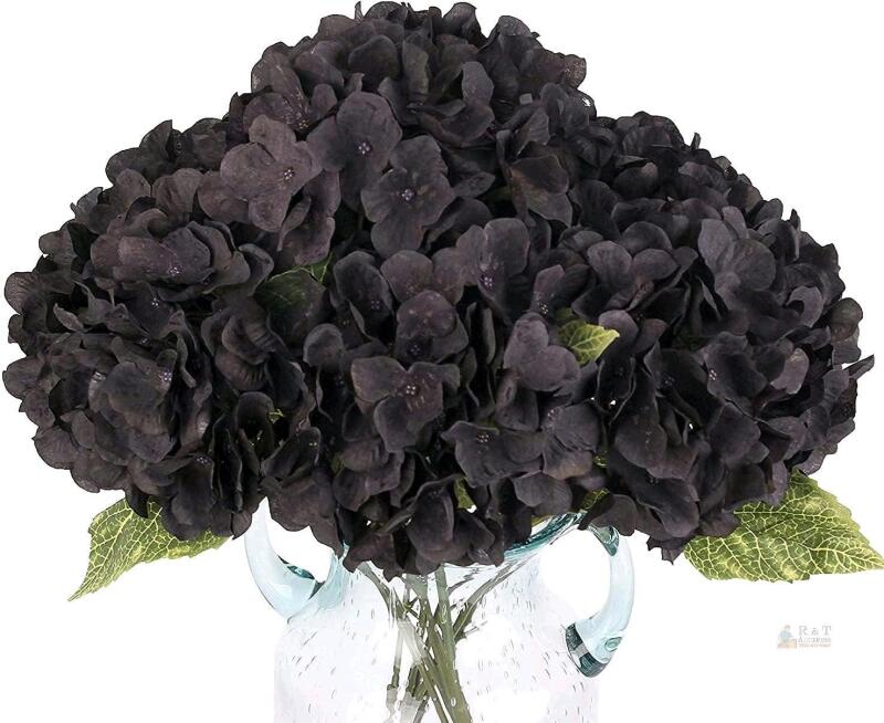 New 6pc Artificial Silk Flowers with Stems Flower Family Decoration for Festivals, Birthdays, Weddings and Celebrations (Black, 12" Long ) X004RSV4ZR