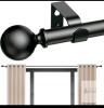 9 New 48-84", 91" Black Curtain Rod Adjustable Length Heavy Duty Diameter 7/8 inch, Decorative Finials - 2