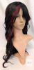 New 22" Long Wavy Synthetic Wig With Bangs, Black With Vibrant Red Streaks FS/2506 1B-Red# - 2