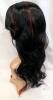 New 22" Long Wavy Synthetic Wig With Bangs, Black With Vibrant Red Streaks FS/2506 1B-Red# - 3