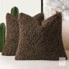 New Foindtower 2 Pieces 26x26 Inch Neutral Cream, Faux Fur Throw Pillow Cover Accent Sherpa Pillow Fuzzy Soft Pillowcases Sheepskin Decorative Fleece Cushion Case for Bed Couch Living Room (Chestnut)