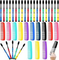 New 200 Pcs Bulk Toothbrushes and Pocket Combs Set Individually Wrapped - Soft Bristle Toothbrush for Travel Donations Hotels Homeless Shelter Nursing Home Charity Church Community Outreach