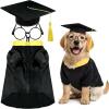 New Size LG (Dog) Huhumy 3 Pcs Dog Graduation Costume Set Include Pet Graduation Gown Adjustable Puppy Grad Cap with Gold Tassel Lensless Glasses for Dogs Cats Holiday Costume Accessory(Black,L)