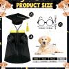 New Size LG (Dog) Huhumy 3 Pcs Dog Graduation Costume Set Include Pet Graduation Gown Adjustable Puppy Grad Cap with Gold Tassel Lensless Glasses for Dogs Cats Holiday Costume Accessory(Black,L) - 2