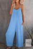 New Size XXL Women's AOISAGULA Sleeveless Loose Jumpsuits Spaghetti Strap Wide Leg Long Pant Romper Jumpsuit with Pockets for Summer Blue