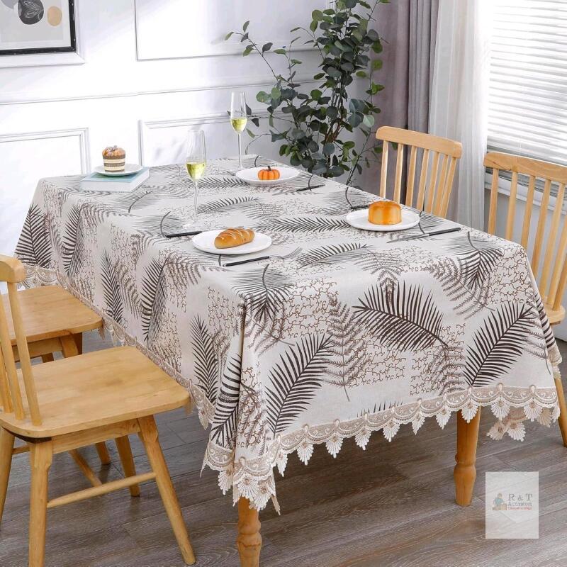 New Walrus Heavy Duty Vinyl Tablecloth with Flannel Backing Waterproof Oil-Proof Plastic Table Cloth Stain-Resistant Wipeable Rectangle Cover for Indoor and Outdoor, BOTANICAL FERN 60" &times; 102"
