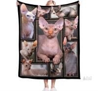 New Sphynx Lovers' Blanket, Hairless Canadian Cat Breed Fanciers Gift, Soft, Warm, Cozy Minky Fleece Blanket for Couch, Sofa & Bed (And For Keeping One's Own Skinfant Cat) 50"x40"